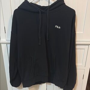Fila Black Sweatshirt with Hood and Logo